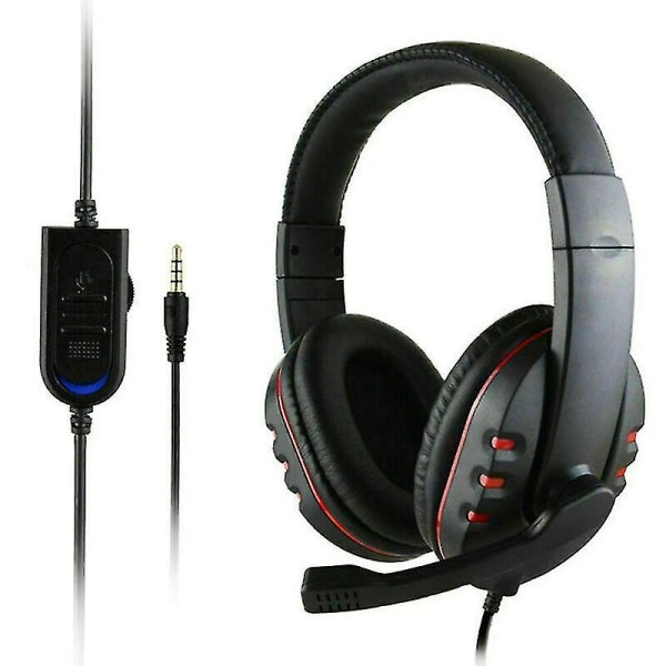 (Svart+Rött) Gaming Headset med Mic Stereo Gamer Bass Surround hörlurar för PS4 Xbox One PC
