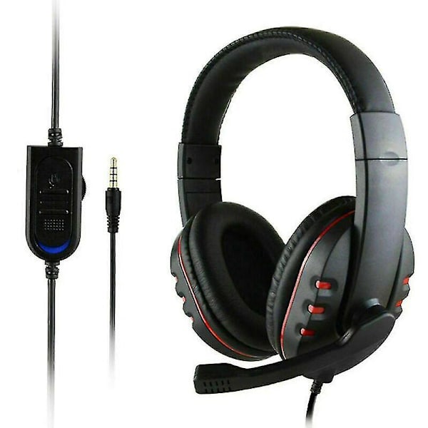 (Svart+Rött) Gaming Headset med Mic Stereo Gamer Bass Surround hörlurar