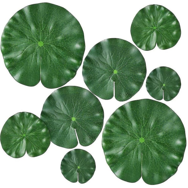 8st konstgjorda näckrosor 4 storlekar flytande växter och realistiska lotusblad för hemmet, Garde