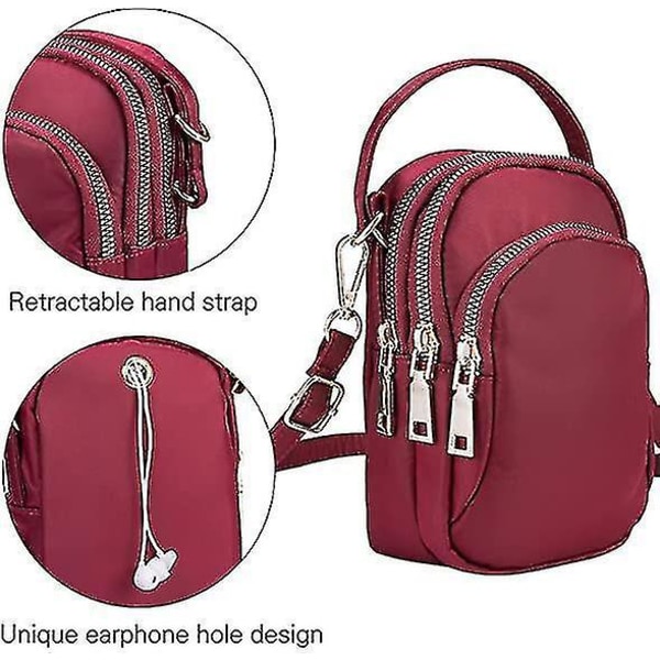 Kvinnor Vattentät Nylon Små Crossbody-väskor Mobilväska Smartphone-plånbok med Handy Carry