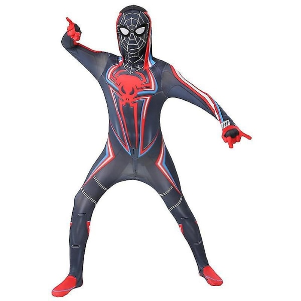 Svart Spiderman Onesie Vuxen Cosplay kostym för barn 130cm 110cm