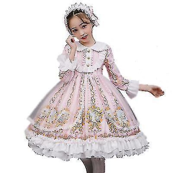 Barn Flickor Sweet Lolita Dress Princess Lace Cosplay Kostymer（140cm）