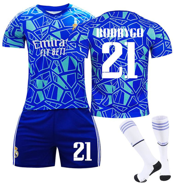 22/23 Real Madrid Goalkeeper Edition Fotbollströja Set VINI JR. 20 Kids RODRYGO 21 2XL