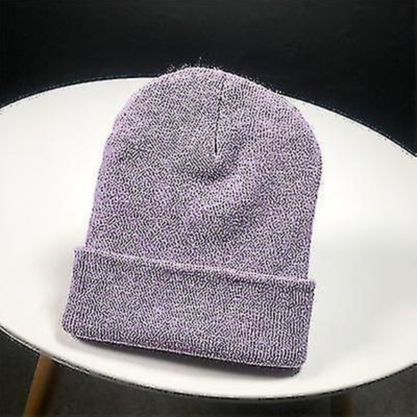 Dam/män Stickad Söt Höstmössa Varmare Bonnet Casual Cap（Lavendel）