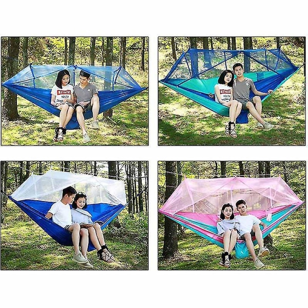 1-2 personers bärbar utomhuscampinghängmatta med myggnät Högstyrka fallskärmstyg hängande
