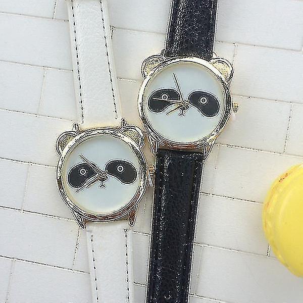 Mode Panda Unik Kvinnor Quartz Watch Läder Kvinnor Herr Watch