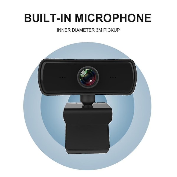 2K Webcam HD Dator PC Webbkamera med mikrofon roterbara kameror Webbkameror (2K)