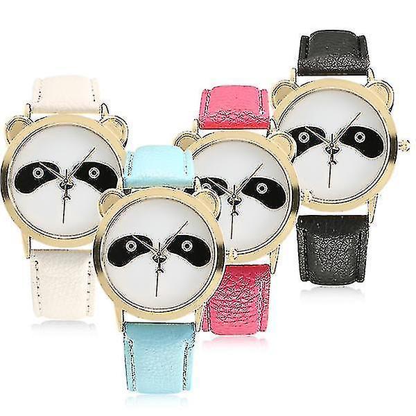 Mode Panda Unik Kvinnor Quartz Watch Läder Kvinnor Herr Watch