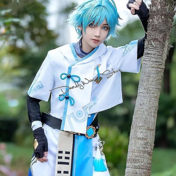 Anime Game Genshin Impact Chongyun Uniform Outfit Cosplay Kostym Chun Yun Halloween Party Fancy Dre full sets