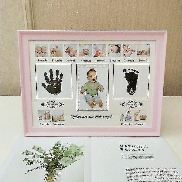 Baby handavtryck fotavtryck fotoram med stämpel bläck nyfödd inredning gåva barn imprint hand bläckdyna