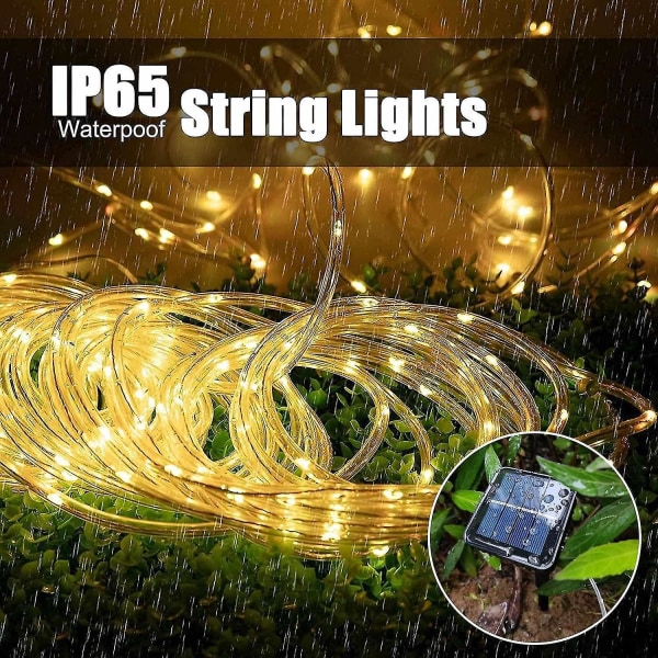 Solar Rope Light, 33ft 100 Light Ip65 Waterproof Outdoor Led Copper Fairy String Lights (varm vita)