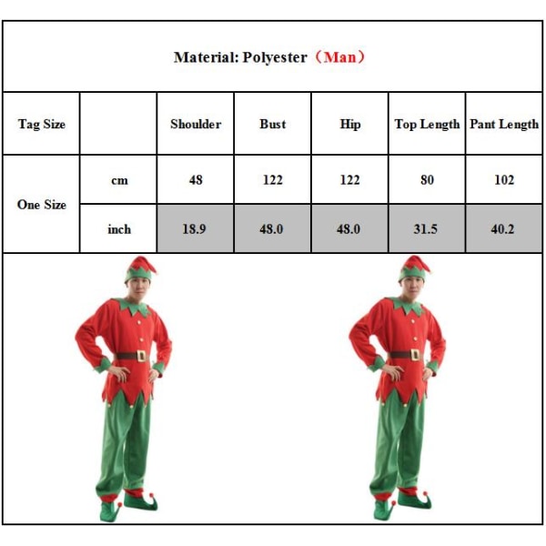 Barn Vuxen Jul Elf Kostym + Hat Rolig Xmas Outfit Cosplay Girl Adult one size fits all Boy 10-12Years