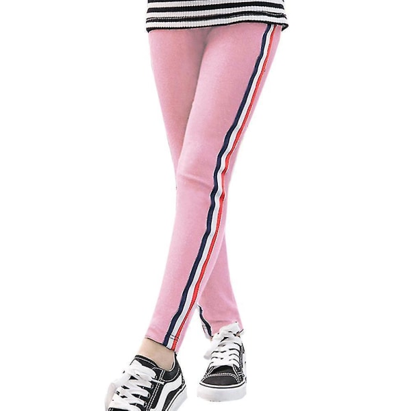 1-14 år Flickor Leggings Byxor Skinny Stripe löparbyxor Pink