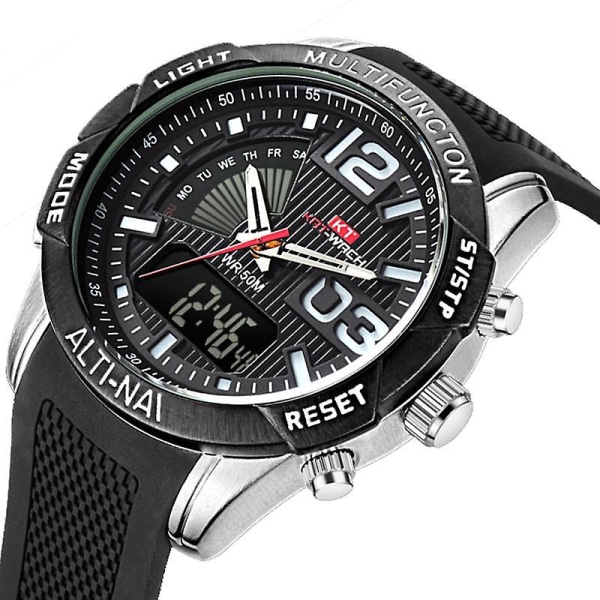 KAT-WACH KT718 Dual Display Digital Watch Chronograph Vattentät silikonrem