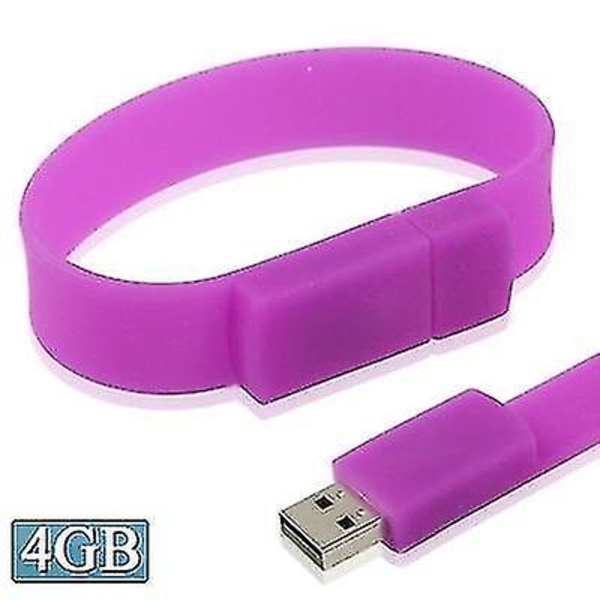 4GB silikonarmband USB 2.0 Flash Disk (lila)