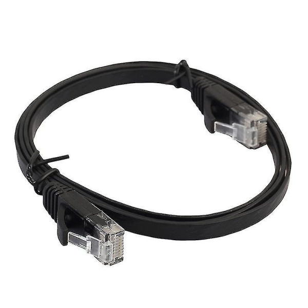 1 m CAT6 ultratunn platt Ethernet-nätverks LAN-kabel, patchledning RJ45 (svart)