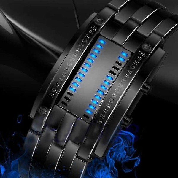 Mode parklocka Watch , Led Date Armband binärt armbandsur（Stor svart）