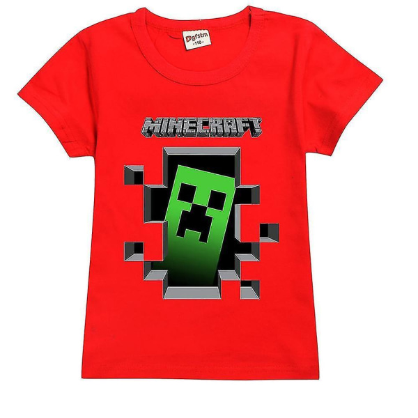 Pojkar Flickor Minecraft kortärmade toppar T-shirts Red