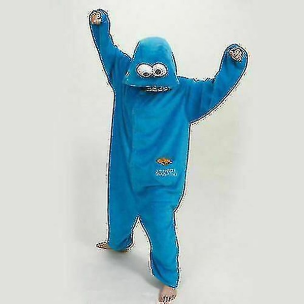 Vuxen Sesame Street Cookie Elmo Costume Pyjamas_y Blue