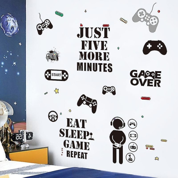 Gamerrumsdekor Gaming Väggdekaler Sticker Gamerdekaler Pojkarrumsdekaler Videospelsinredning Ät sova