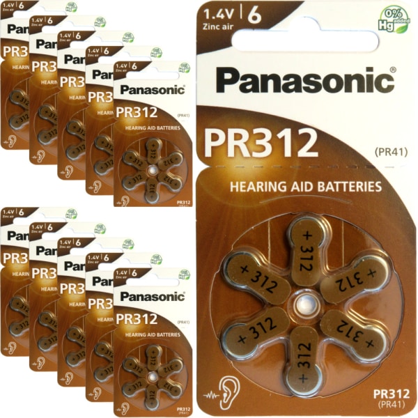312 PANASONIC PR312 - 60 stycken hörapparatsbatterier