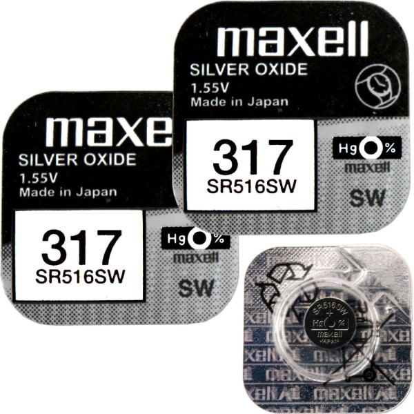 317 2-Pack SR516SW MAXELL Klockbatteri Silveroxid 1.55V