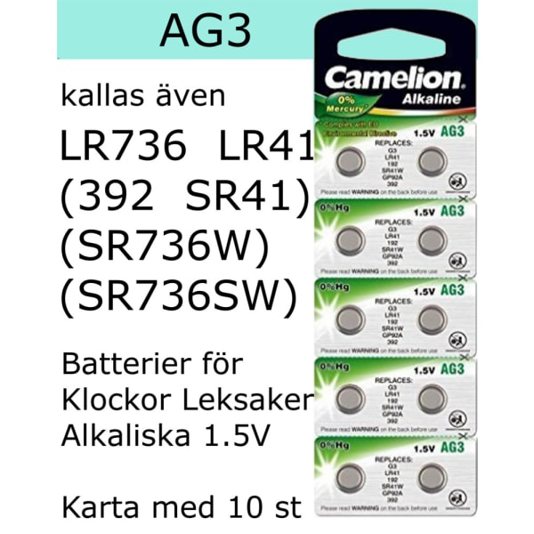 AG3 10-Pack Alk.1,5V Camelion LR736 (392 SR736SW )
