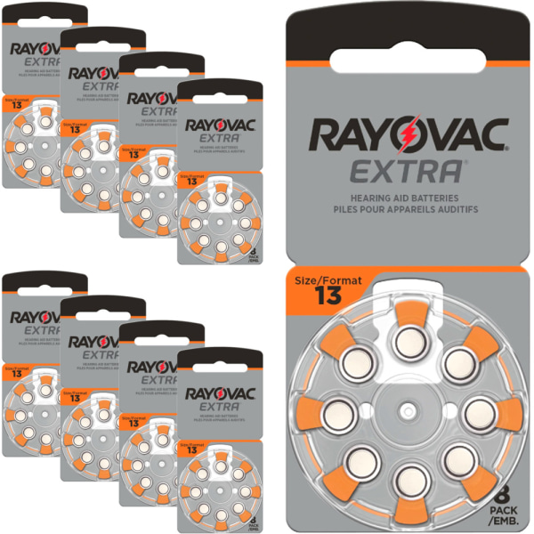 13 RAYOVAC EXTRA - 64 stycken Hörapparatsbatterier