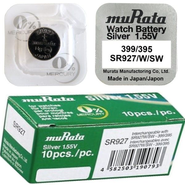 399 10-Pack SR927W Murata Klockbatterier silveroxid 1.55V
