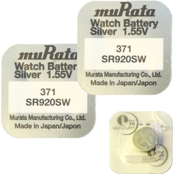 371 2-Pack SR920SW Murata Klockbatterier silveroxid 1.55V