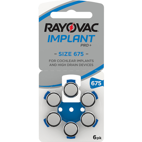 675 6-Pack Implant Pro+ Rayovac Cochlear CI -