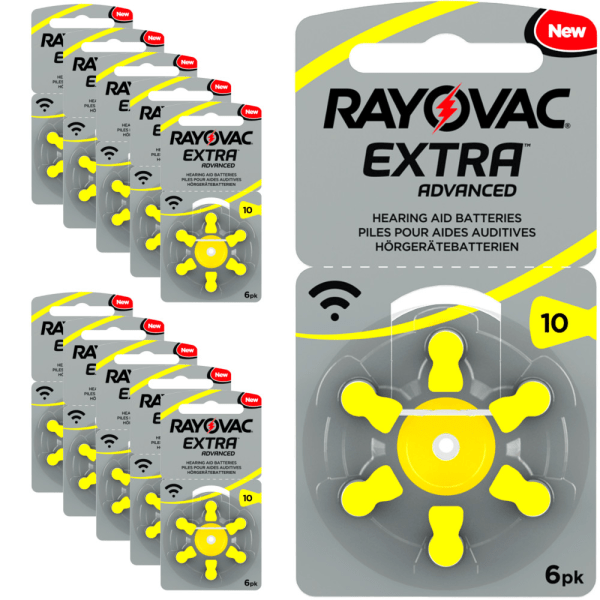 10 RAYOVAC EXTRA - 60 stycken hörapparatsbatterier