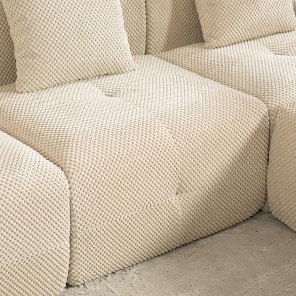 HOMAIRE modulsoffa i chenille med 30D högelastiskt skum, ljus khaki Light Khaki