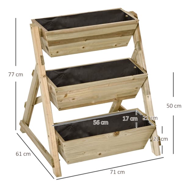 HOMAIRE Trappblombänk i granträ med 3 plan, 71x61x77 cm, grön Grön