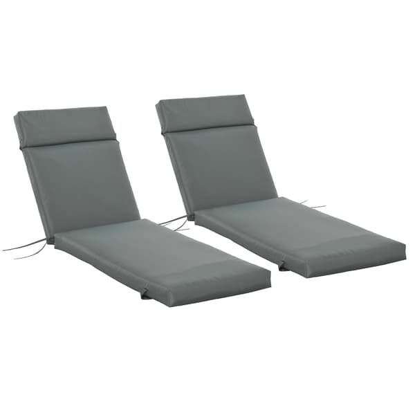 HOMAIRE 2-pack extra tjock 8 cm mörkgrå dyna för solstol 196x55 cm, polyester och skum Mörkgrå