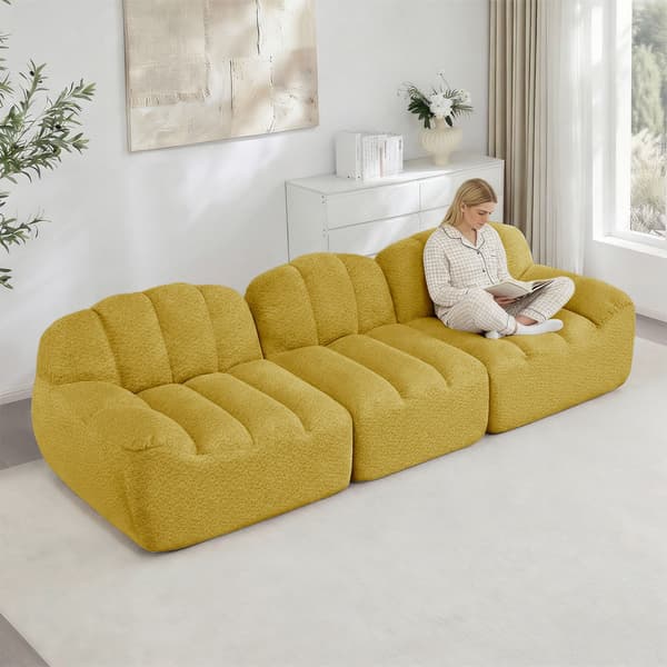 HOMAIRE 4-sits U-format modulsoffa med 2 ottomaner, gul Gul 366 x 165 x 79 cm