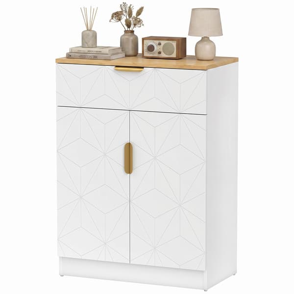 HOMAIRE Sideboard med lådor och justerbart hyllplan i vitt Vit 60 x 32 x 82 cm