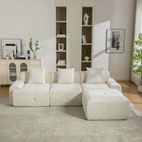 HOMAIRE modulsoffa i chenille med 30D högelastiskt skum, beige Beige