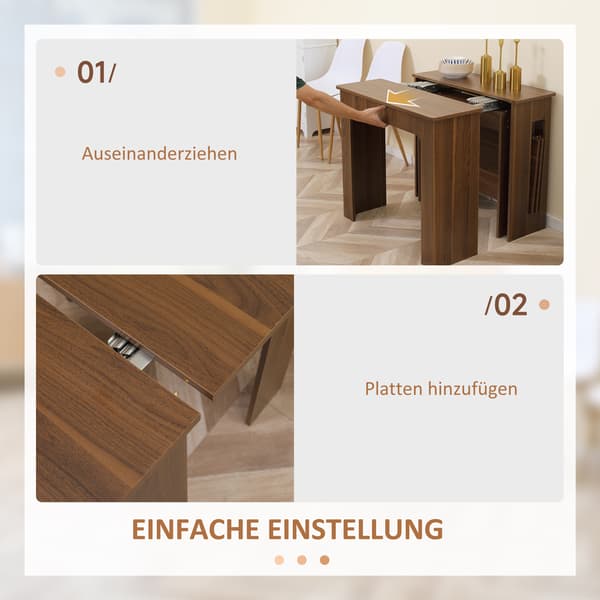HOMAIRE utdragbart matbord 180x85x75 cm, brunt, mobil, modernt design Brun