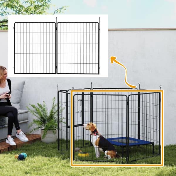 HOMAIRE 2-pack tilläggspaneler till valphage, grå stål, 80x1,5x100 cm Grå