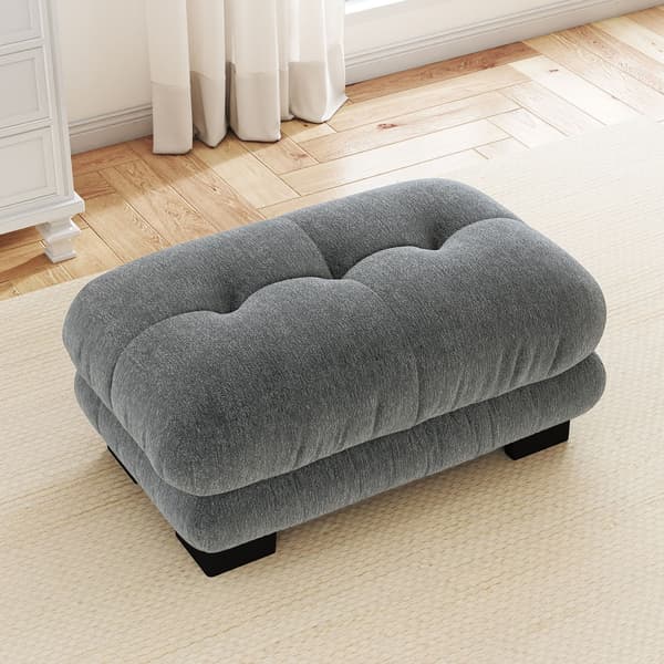 HOMAIRE Paris Ottoman i grått chenilletyg Grå 112 x 68 x 52 cm