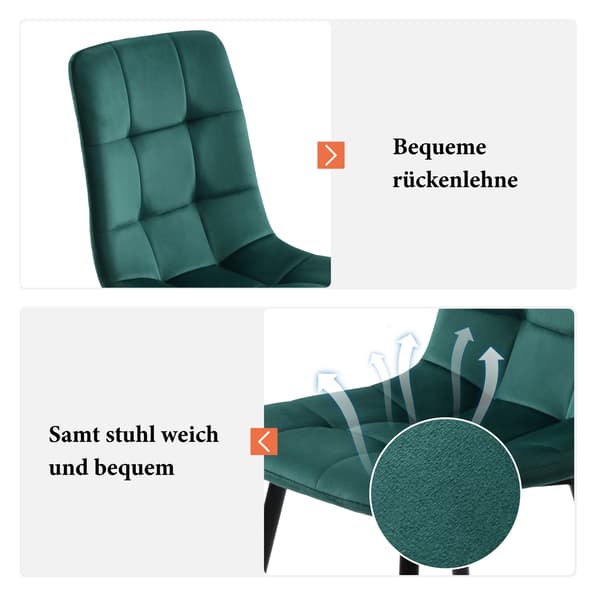 HOMAIRE Essstolar 4-pack mörkgrön sammet med metallben Grön