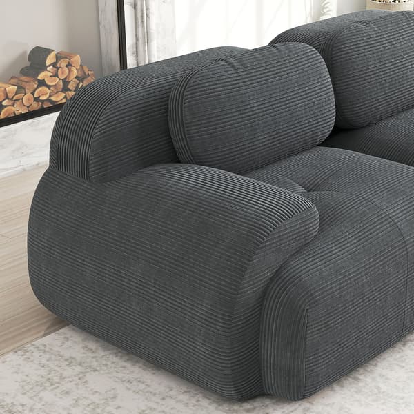 HOMAIRE modulärt U-soffa i grått, ramfritt, andningsbart Manchester-tyg Grå 388 x 178 x 75 cm