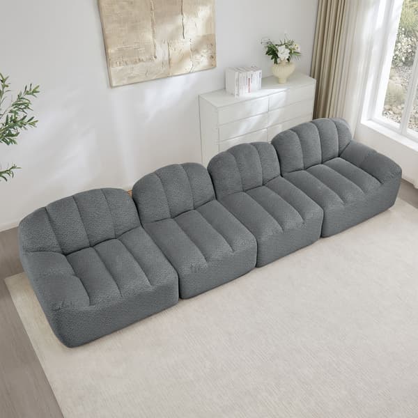 HOMAIRE 4-sits modulsoffa i musselform med högdensitetsskum, grå Grå 366 x 104 x 79 cm