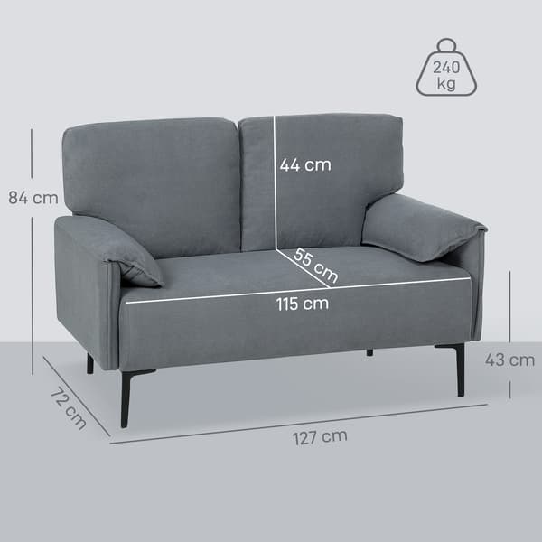 HOMAIRE 2-sits soffa med tjocka kuddar och sammetsliknande tyg, grå Grå