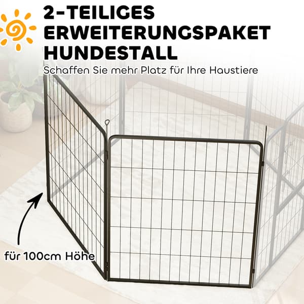 HOMAIRE 2-pack tilläggspaneler till valphage, grå stål, 80x1,5x100 cm Grå