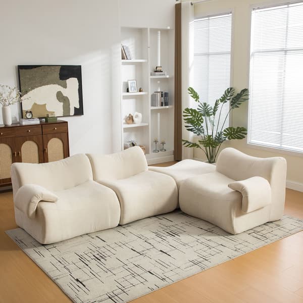 HOMAIRE modulsoffa i chenille med högelastiskt skum, beige Beige