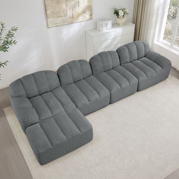 HOMAIRE 4-sits modulsoffa med ottoman, skalformad, grå Grå 366 x 165 x 79 cm