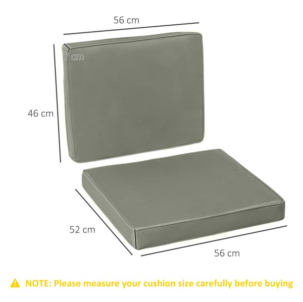 HOMAIRE 2-delat sittdyna set 56x52x7 cm mörkgrå polyester med tvättbart överdrag Mörkgrå