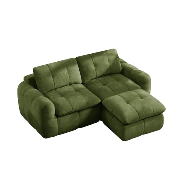 HOMAIRE 2-sits L-format modulsoffa i chenille med ottoman, grön Grön 194 x 160 x 68 cm